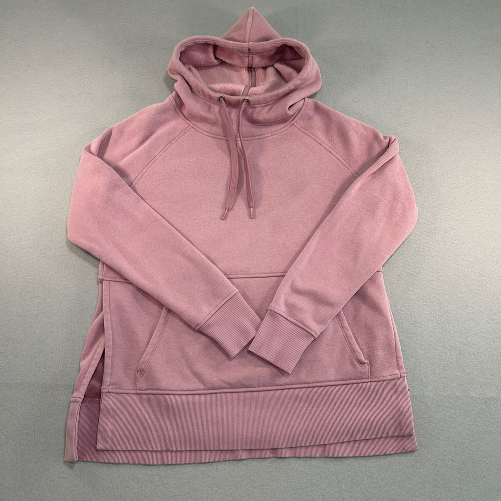 Athleta Hoodie Women XS Pink Fleece Lined Cozy Karma Lounger Thumbhole Pullover